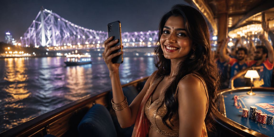 Kolkata night market user enjoying secure mobile payments
